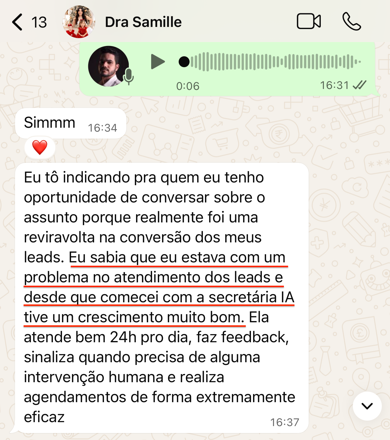 Depoimento da Dra. Samille